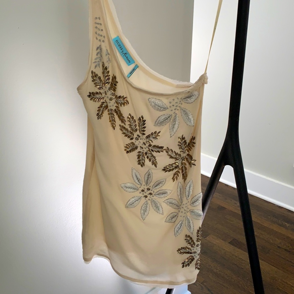 Guess by Marciano One Shoulder Embellished Top XS